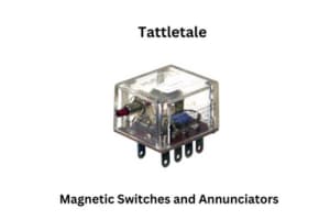 Tattletale magnetic switches and annunciators displayed together, showcasing their design and functionality for security systems